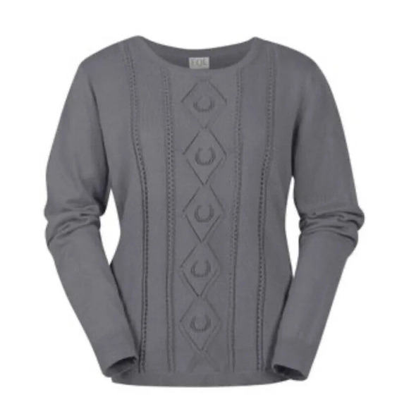 EQL by Kerrits Lucky Horseshoe Cable Equestrian Sporty Preppy Sweater Size XL - Picture 1 of 10